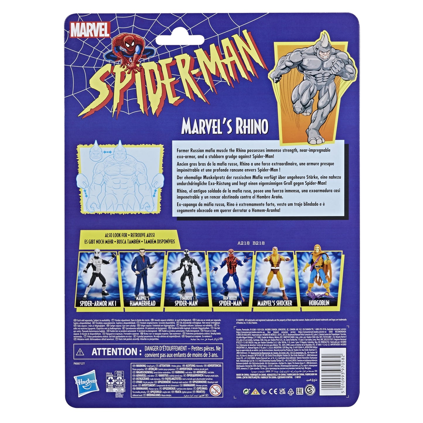 Marvel Legends Series Spider-Man 6-inch Marvel’s Rhino Retro Action Figure Toy, Includes 3 Accessories