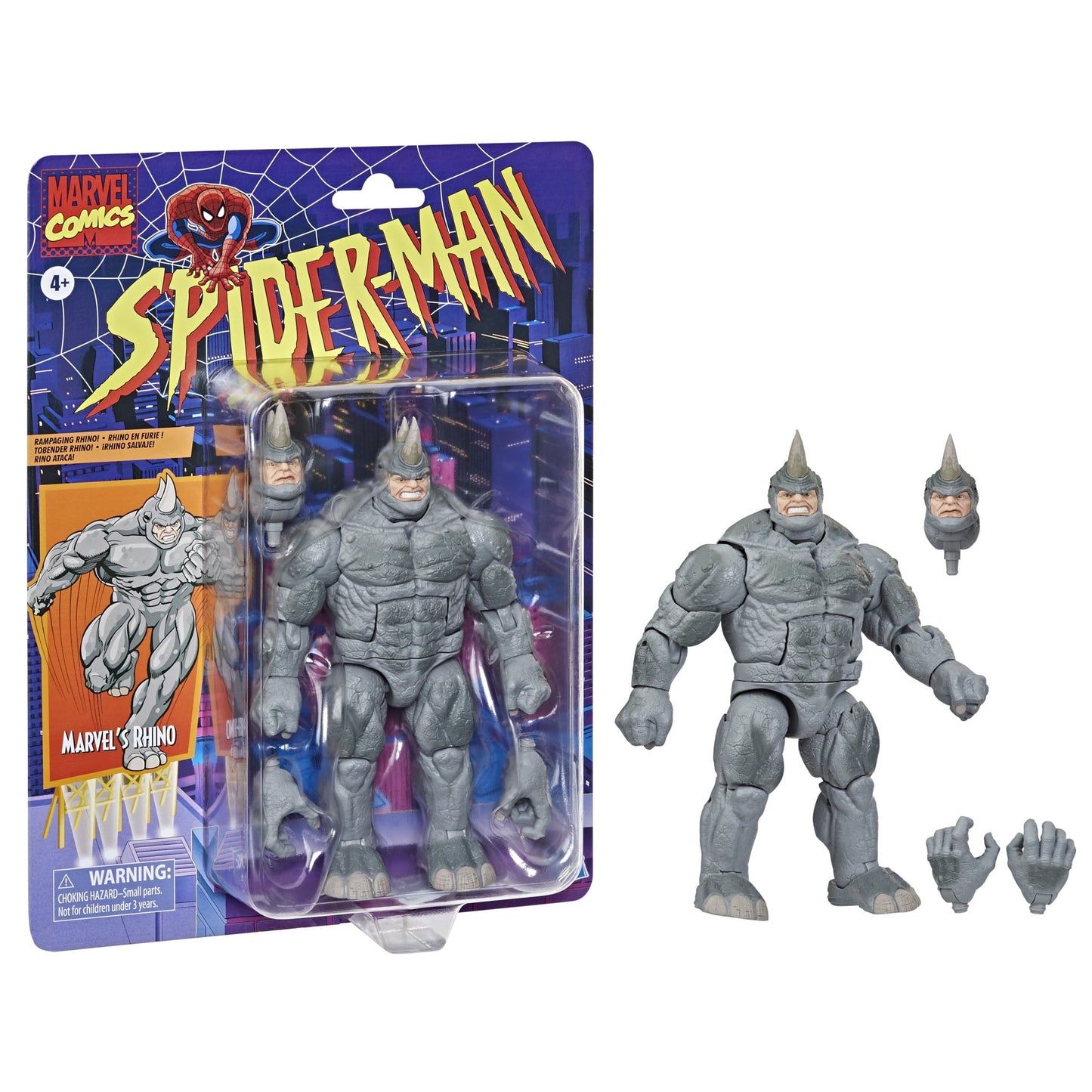 Marvel Legends Series Spider-Man 6-inch Marvel’s Rhino Retro Action Figure Toy, Includes 3 Accessories