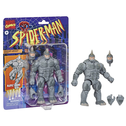 Marvel Legends Series Spider-Man 6-inch Marvel’s Rhino Retro Action Figure Toy, Includes 3 Accessories